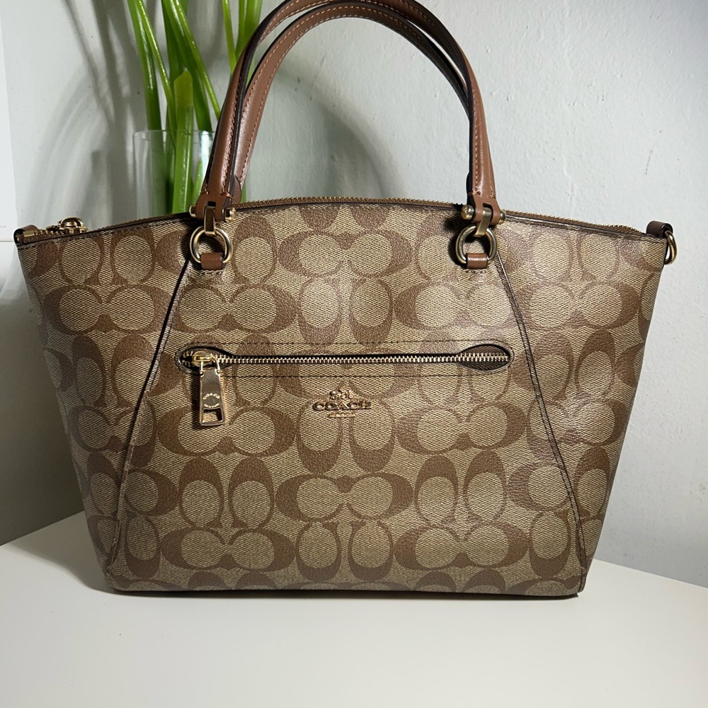 Coach Prairie Satchel in Signature Canvas in Khaki/Saddle